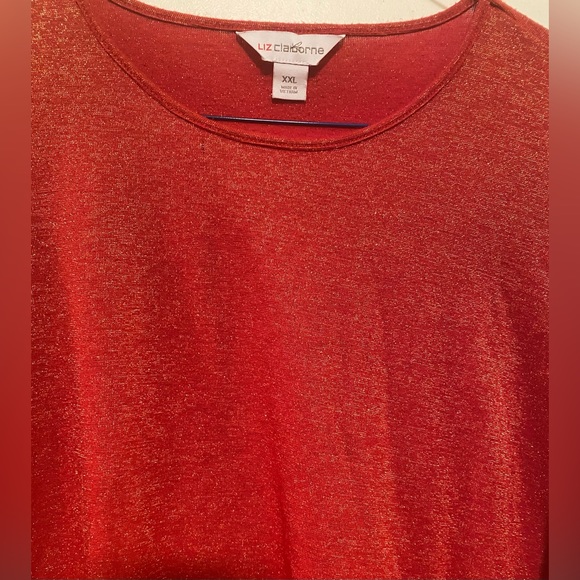 Beautiful Liz Claiborne Red Gold Sparkles Blouse XXL - Picture 3 of 9
